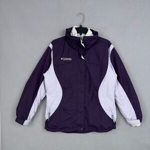 Columbia Jacket Women Medium Purple White Colorblock Interchange Fleece Gorpcore